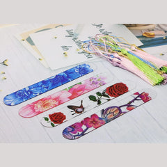 Blank Clear Acrylic Bookmarks 20Pcs Rectangle Craft Transparent Acrylic Book Markers With 20Pcs Small Bookmark Tassels