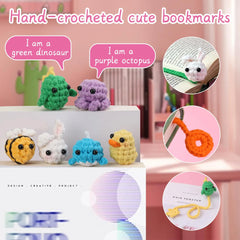 Fenrry Crochet Bookmark Kit with Step-by-Step Video Tutorials Animal Bookmarks for Beginners Decoration Readers Book Lovers