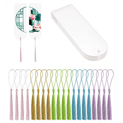 Blank Clear Acrylic Bookmarks 20Pcs Rectangle Craft Transparent Acrylic Book Markers With 20Pcs Small Bookmark Tassels