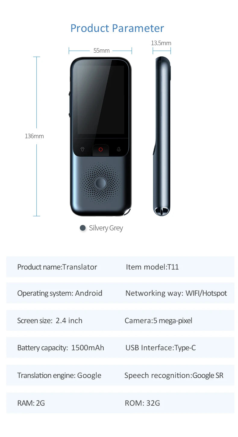 T11 Portable Audio Translator 138 Language Smart Translator Offline In Real Time Smart Voice AI Voice Photo Translator T10Pro