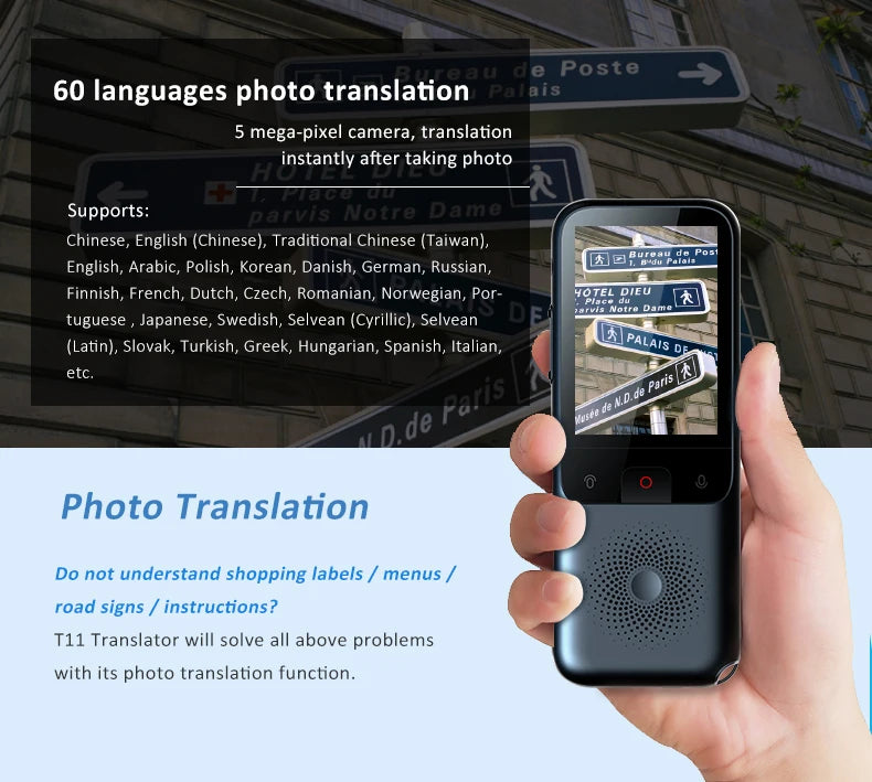 T11 Portable Audio Translator 138 Language Smart Translator Offline In Real Time Smart Voice AI Voice Photo Translator T10Pro