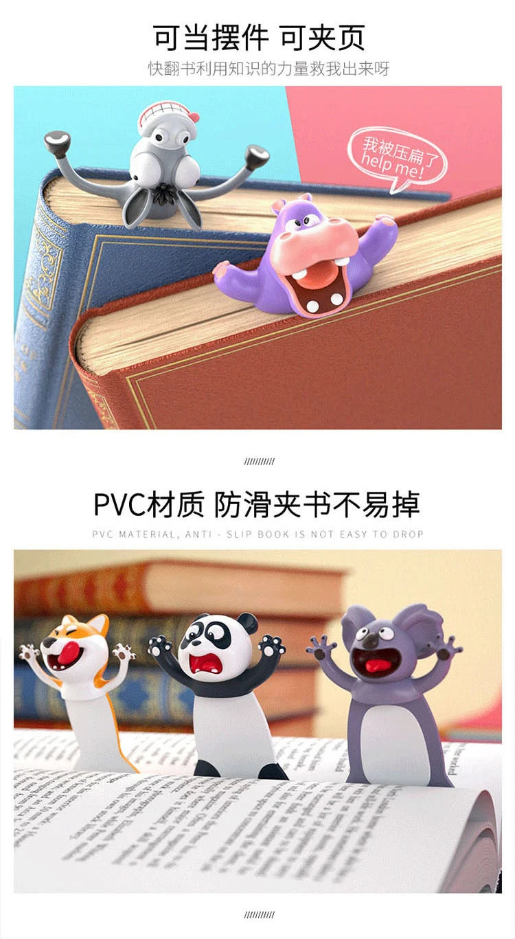Creative 3D Stereo Bookmark Cute Cartoon Animal Marker Kawaii Cat Panda Bookmark Of Pages Kids Gifts School Stationery Supplies