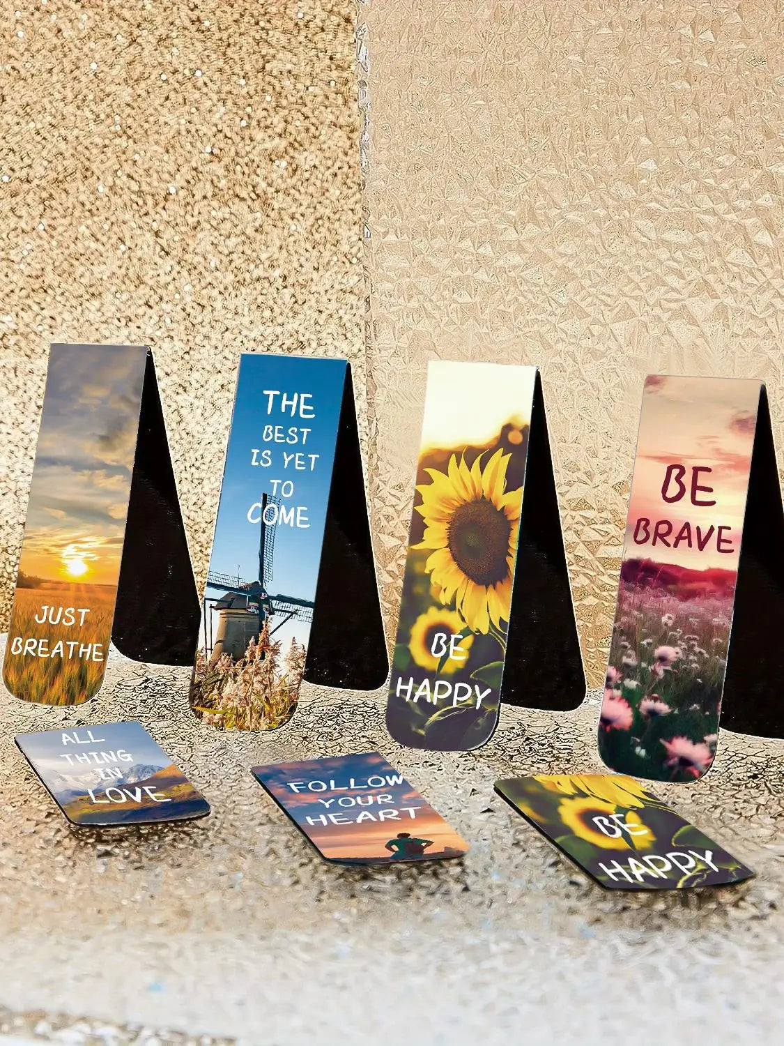 12pcs Inspirational Magnetic Bookmarks with Motivational Quotes, Colorful Page Clips for Students, Teachers, Book Readers