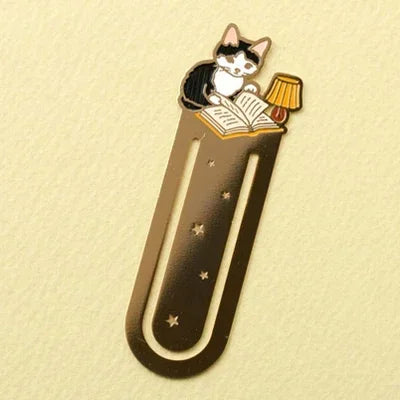 Cartoon Cat Bookmarks Metal Brass Book Clips Kawaii Book Page Holder Korean Stationery Reading Tools School Office Supplies