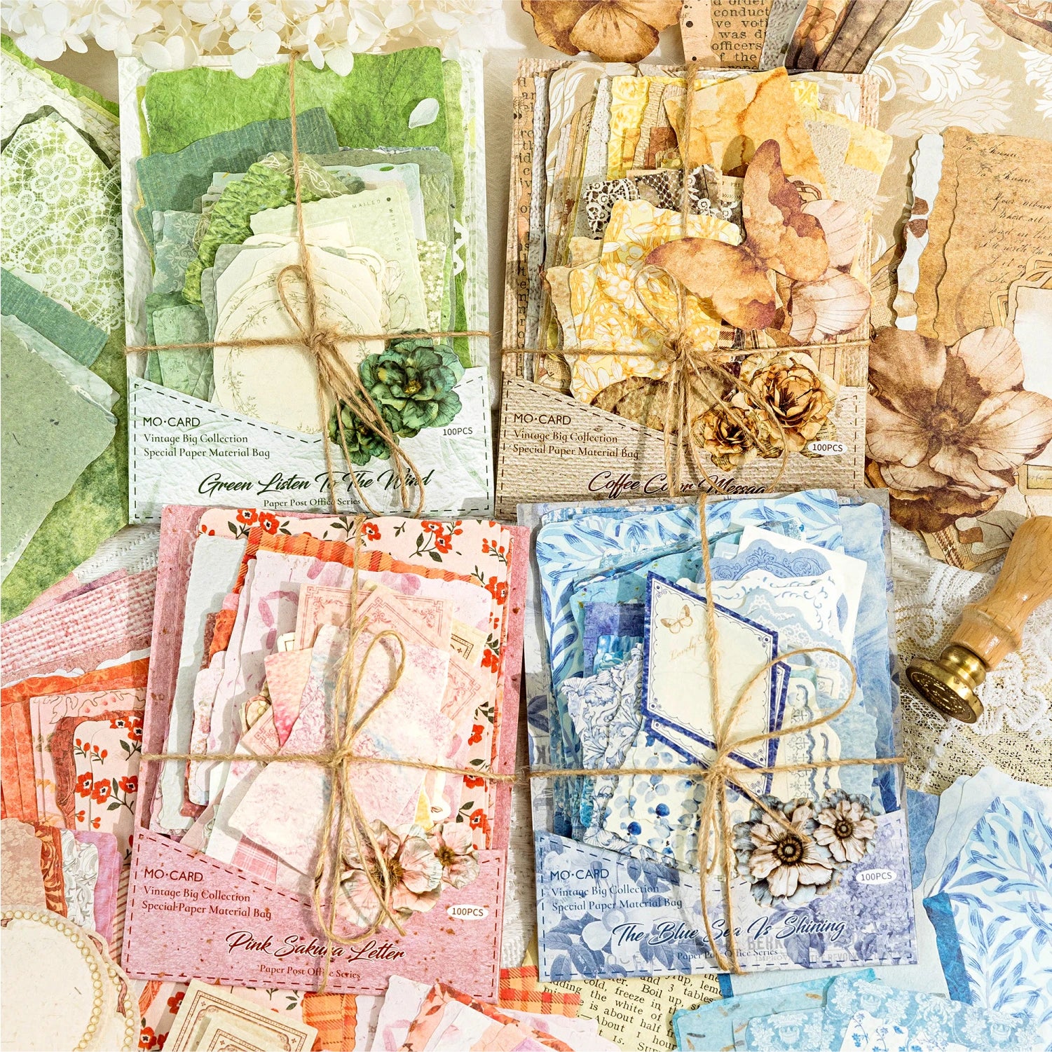 JIANQI 100pcs Vintage Decor Scrapbooking Materials Paper Combo Kit DIY Junk Journal Collage Photo Album Retro Background paper