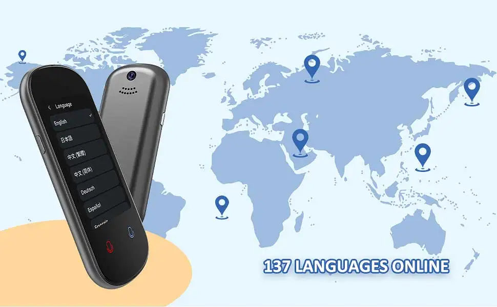 Z2 Instant AI Voice Translator Portable 3.1 inch Touch Screen Real Time Translator with Recording Photo for Travel Learn Meeting