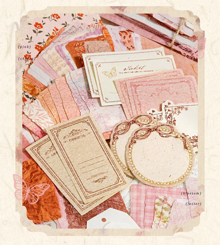 JIANQI 100pcs Vintage Decor Scrapbooking Materials Paper Combo Kit DIY Junk Journal Collage Photo Album Retro Background paper