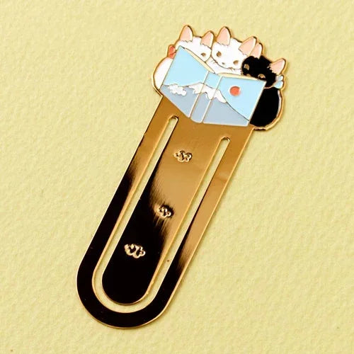 Cartoon Cat Bookmarks Metal Brass Book Clips Kawaii Book Page Holder Korean Stationery Reading Tools School Office Supplies