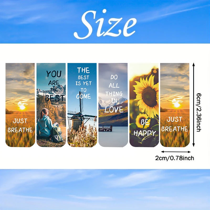 12pcs Inspirational Magnetic Bookmarks with Motivational Quotes, Colorful Page Clips for Students, Teachers, Book Readers