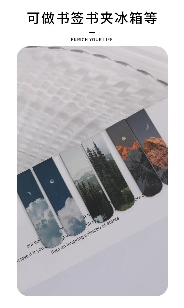 Journamm 2pcs/pack Fantasy Landscape Bookmarks for Books Readers School Supplies Creative Stationery Exquisite Gifts for Student