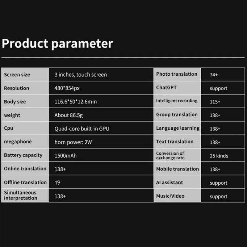 S80 Pro Intelligent Translation Machine 138 Language Intelligent Recording 19 Offline Real-time Photo Translat Chat GPT AI Voice