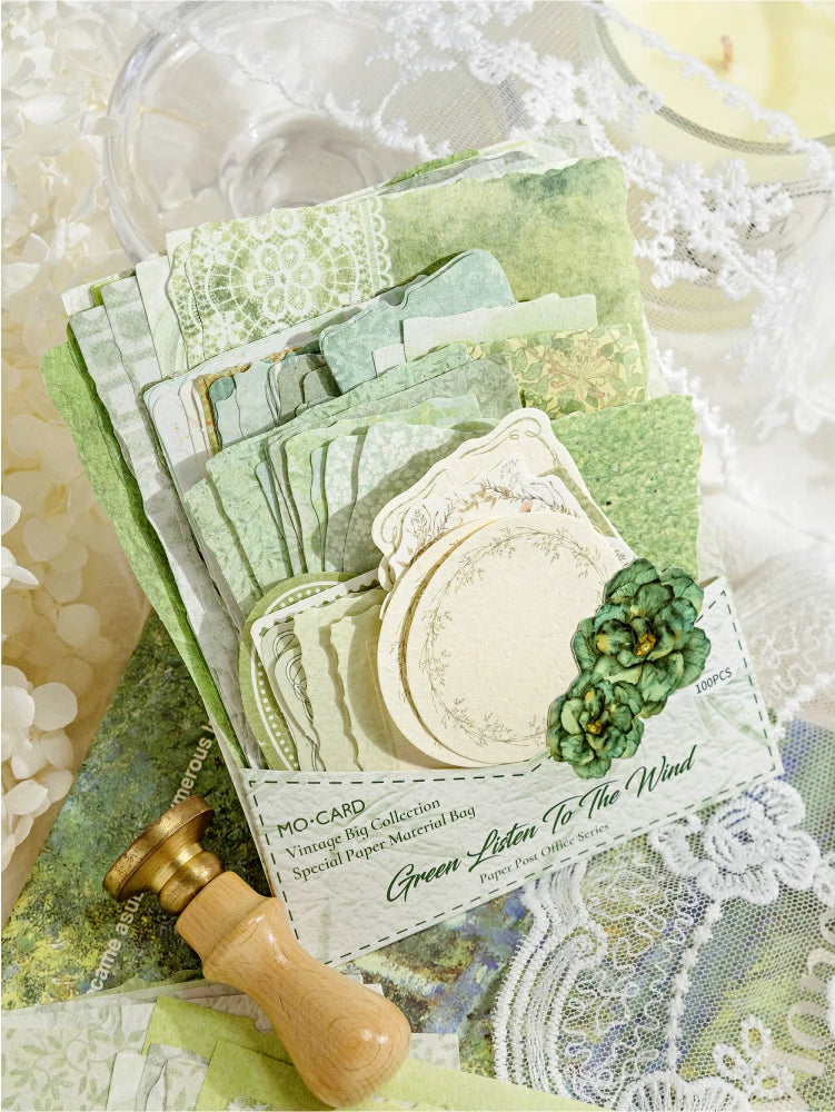 JIANQI 100pcs Vintage Decor Scrapbooking Materials Paper Combo Kit DIY Junk Journal Collage Photo Album Retro Background paper
