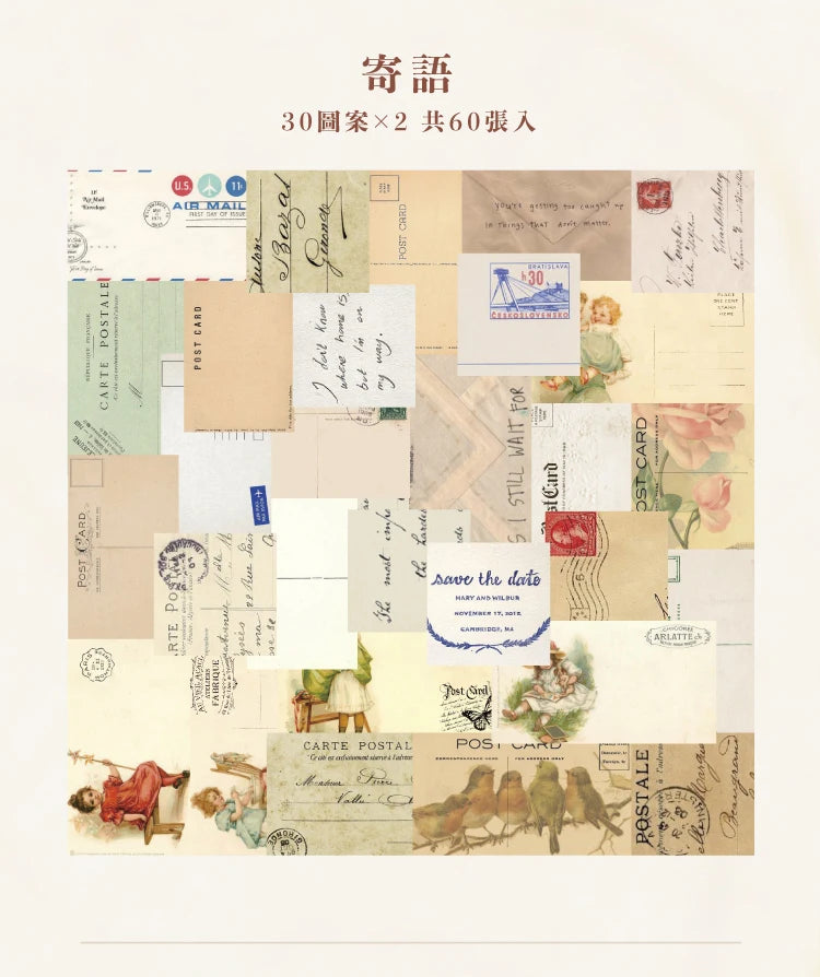60 pcs Vintage Collage Scrapbooking Journal Material paper Card Making DIY Retro Source Paper Creative Memo Stationery