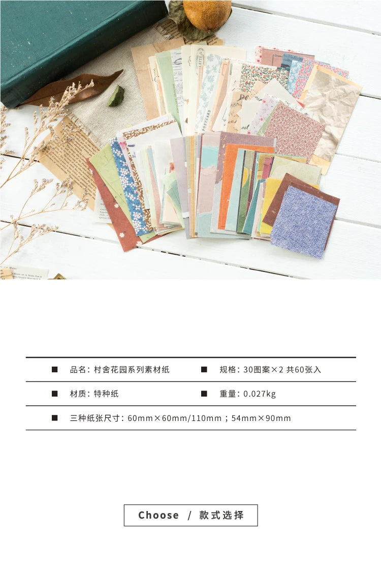 60 pcs Vintage Collage Scrapbooking Journal Material paper Card Making DIY Retro Source Paper Creative Memo Stationery