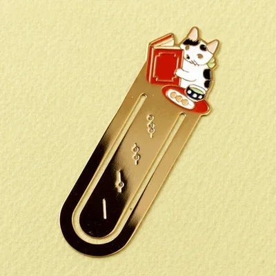 Cartoon Cat Bookmarks Metal Brass Book Clips Kawaii Book Page Holder Korean Stationery Reading Tools School Office Supplies