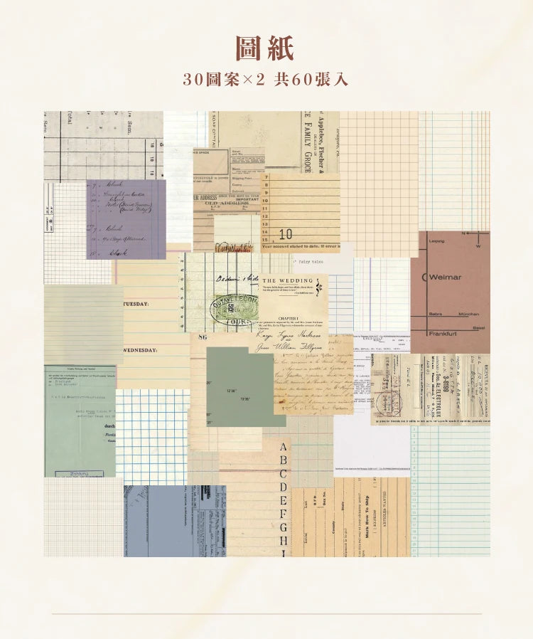 60 pcs Vintage Collage Scrapbooking Journal Material paper Card Making DIY Retro Source Paper Creative Memo Stationery