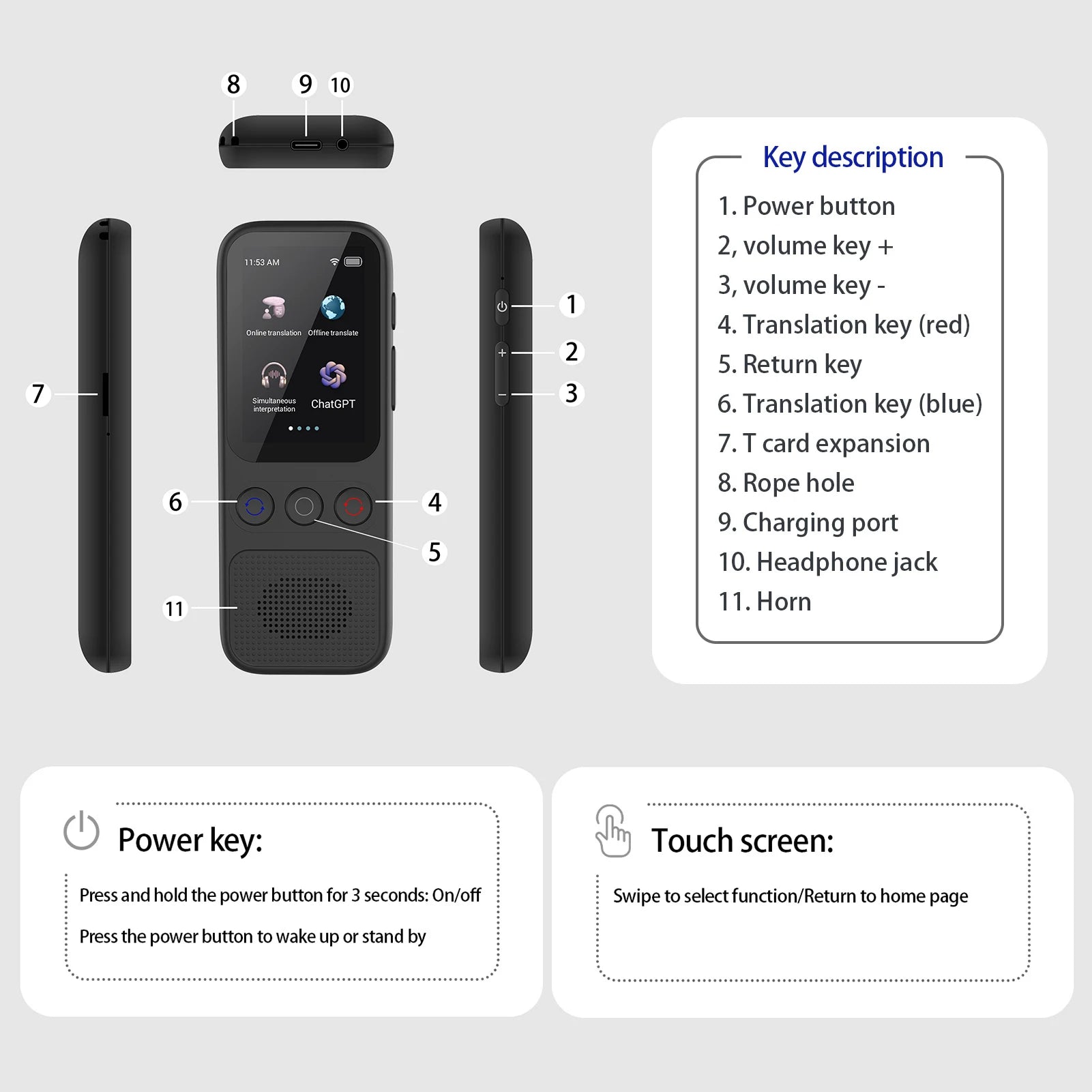S80 Portable Language Translator Device with 138 Languages Voice Translating 17 Offline Translation Simultaneous Interpretation