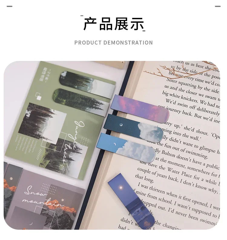 Journamm 2pcs/pack Fantasy Landscape Bookmarks for Books Readers School Supplies Creative Stationery Exquisite Gifts for Student