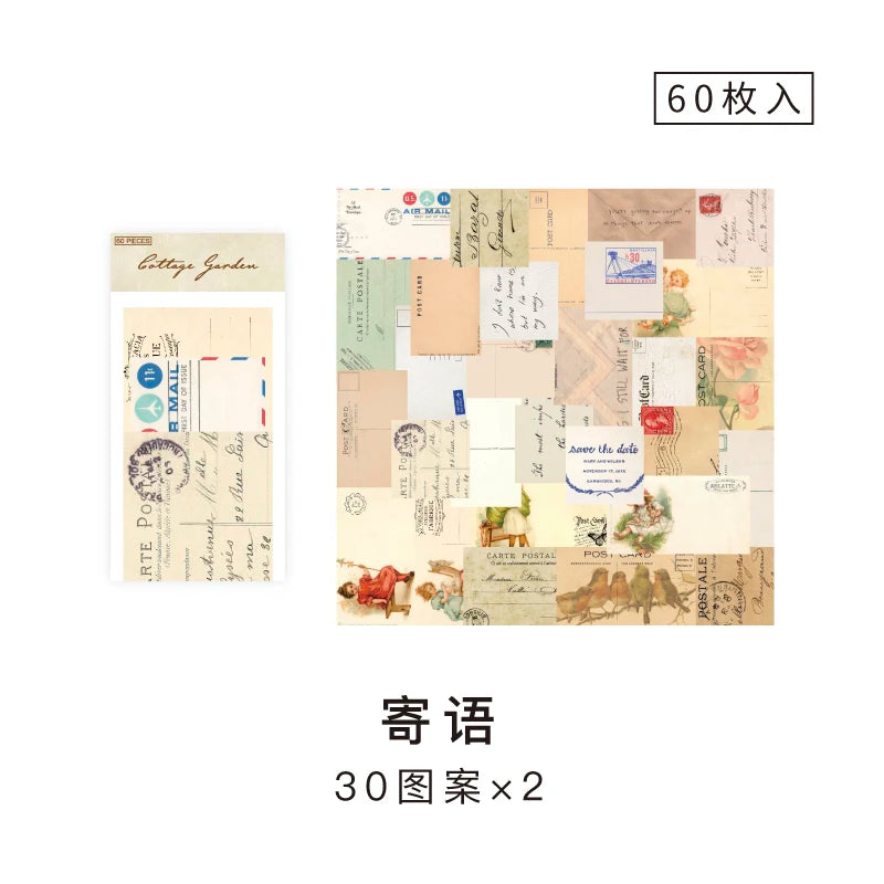 60 pcs Vintage Collage Scrapbooking Journal Material paper Card Making DIY Retro Source Paper Creative Memo Stationery