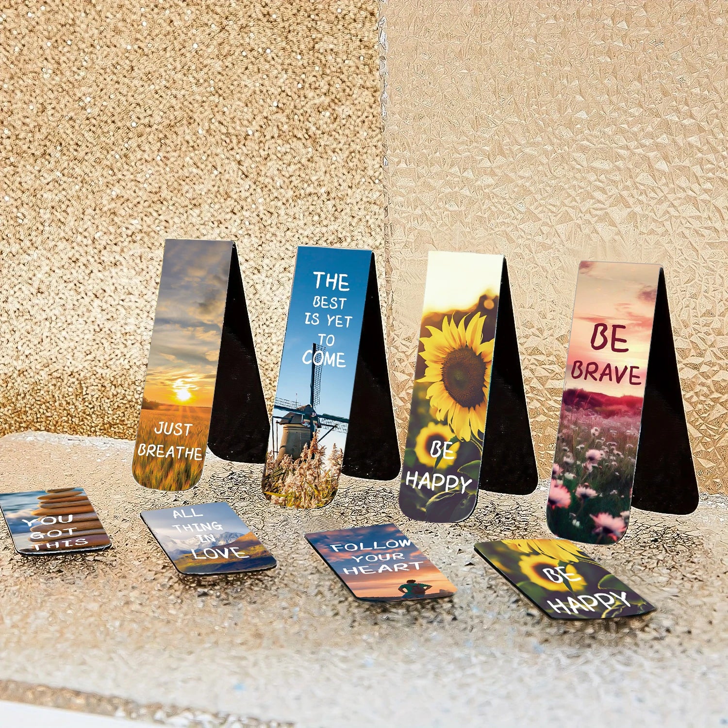 12pcs Inspirational Magnetic Bookmarks with Motivational Quotes, Colorful Page Clips for Students, Teachers, Book Readers