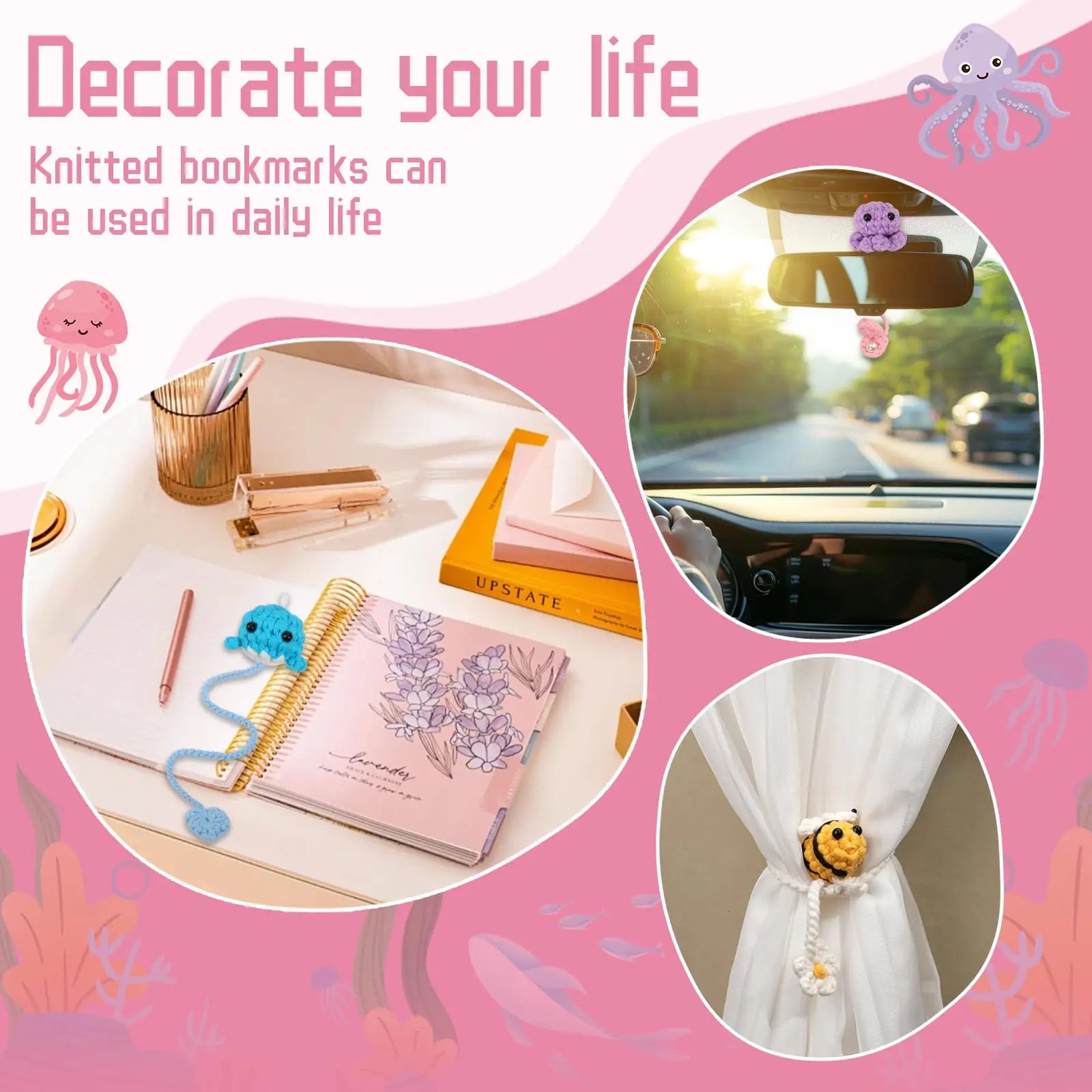 Fenrry Crochet Bookmark Kit with Step-by-Step Video Tutorials Animal Bookmarks for Beginners Decoration Readers Book Lovers