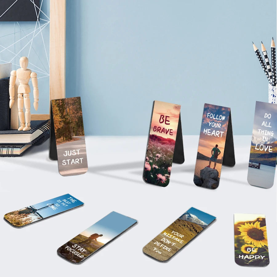 12pcs Inspirational Magnetic Bookmarks with Motivational Quotes, Colorful Page Clips for Students, Teachers, Book Readers