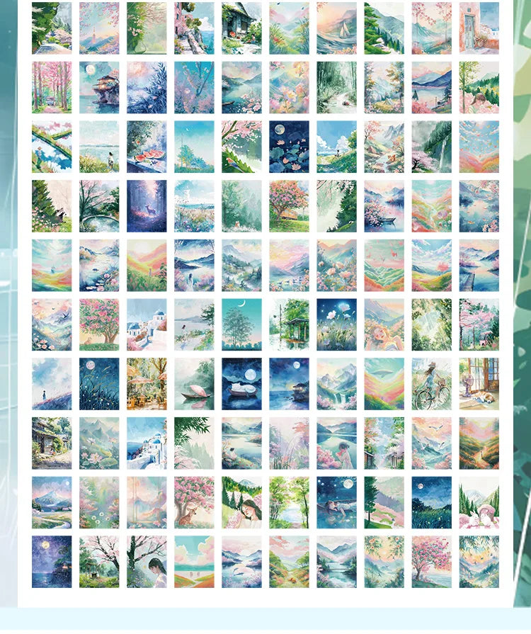 200 sheet Four Seasons Landscape material paper Decor Diary Album Scrapbooking material Background paper junk journal supplies