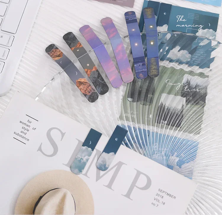 Journamm 2pcs/pack Fantasy Landscape Bookmarks for Books Readers School Supplies Creative Stationery Exquisite Gifts for Student