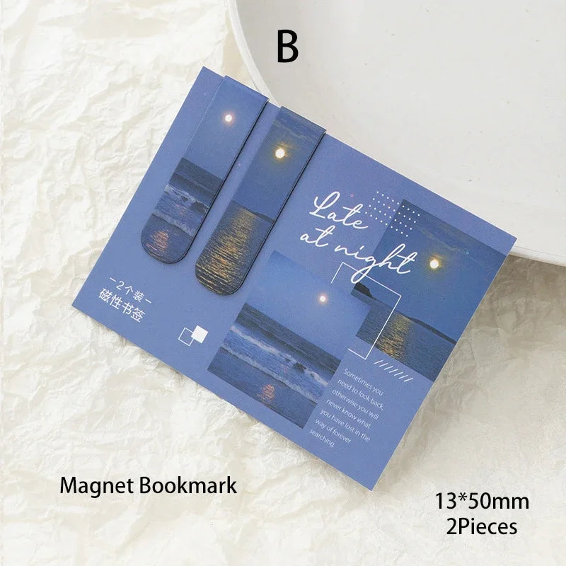 Journamm 2pcs/pack Fantasy Landscape Bookmarks for Books Readers School Supplies Creative Stationery Exquisite Gifts for Student