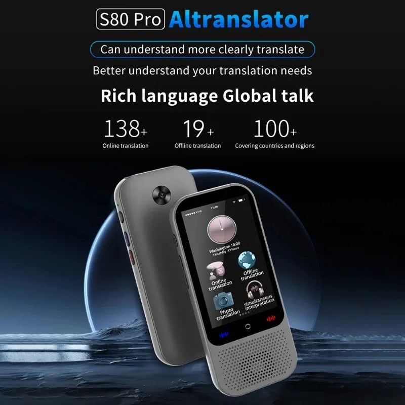 S80 Pro Intelligent Translation Machine 138 Language Intelligent Recording 19 Offline Real-time Photo Translat Chat GPT AI Voice