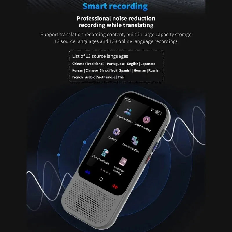 S80 Pro Intelligent Translation Machine 138 Language Intelligent Recording 19 Offline Real-time Photo Translat Chat GPT AI Voice