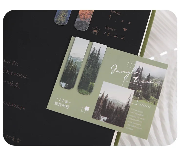Journamm 2pcs/pack Fantasy Landscape Bookmarks for Books Readers School Supplies Creative Stationery Exquisite Gifts for Student