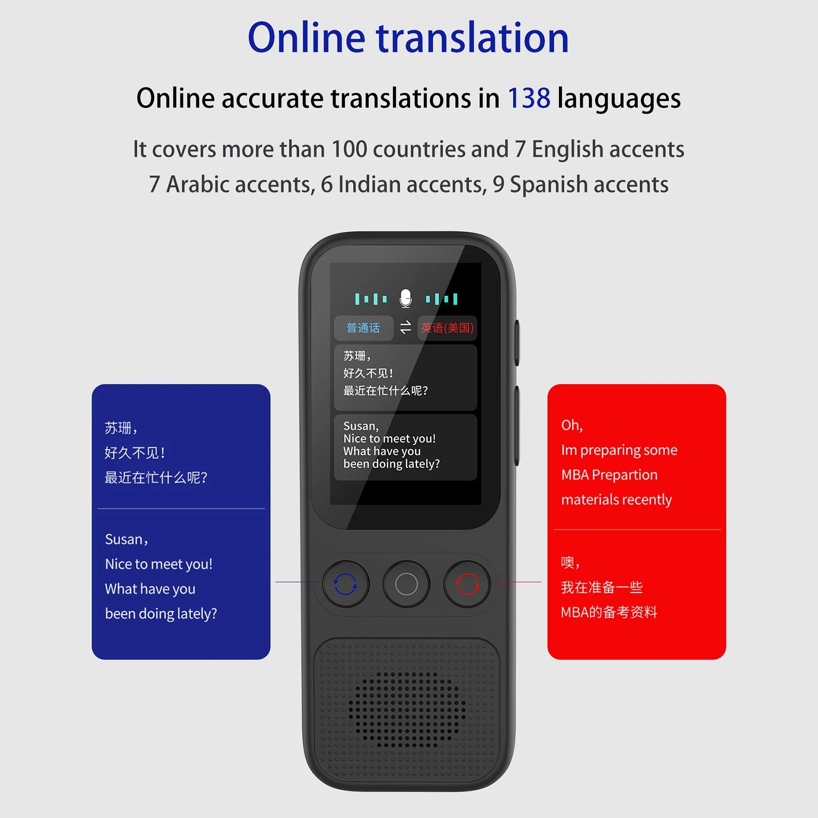 S80 Portable Language Translator Device with 138 Languages Voice Translating 17 Offline Translation Simultaneous Interpretation