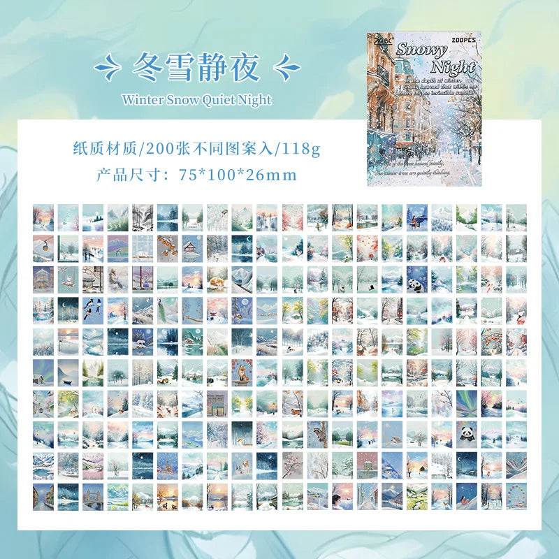200 sheet Four Seasons Landscape material paper Decor Diary Album Scrapbooking material Background paper junk journal supplies