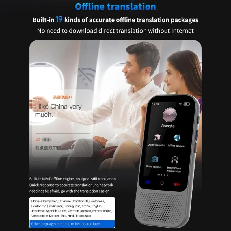 S80 Pro Intelligent Translation Machine 138 Language Intelligent Recording 19 Offline Real-time Photo Translat Chat GPT AI Voice