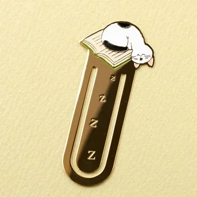 Cartoon Cat Bookmarks Metal Brass Book Clips Kawaii Book Page Holder Korean Stationery Reading Tools School Office Supplies